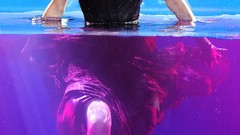 Water purple woman wet Selena Gomez Actress brunettes singers 