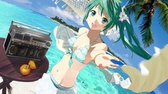 Water Radio hammock palm trees Beaches hatsune miku vocaloid 