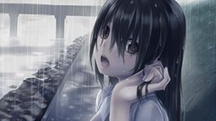 Water rain Bridges black hair open mouth black eyes wet hair 