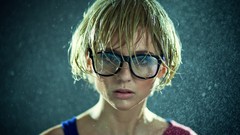 Water rain woman glasses wet fashion blondes hipster fashion 