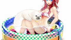 Water red Anime wet nicole anime girls blue eyes ecchi redheads 