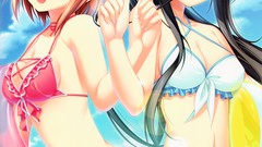 Water red eyes anime girls blue eyes green eyes black hair 