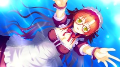 Water red tears glasses blush long hair anime girls yellow eyes 