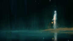 Water reflections lanterns artwork fantasy art