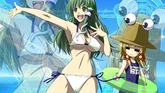 Water Ribbons long hair anime girls green eyes short hair 
