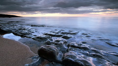 water rock sand Sea beach clouds nature shore