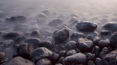 Water rocks stones fog