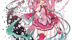 Water sakura pink hair closed eyes hatsune miku vocaloid sakura 