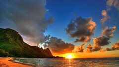 water Sea clouds sky beach sunlight nature