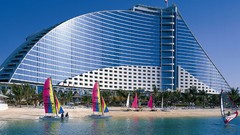 Water ships Beaches buildings jumeirah beach hotel