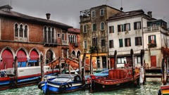 Water ships vintage buildings