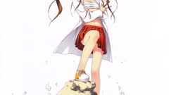 Water skirts anime girls brunettes twintails Simple Background 