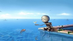 Water sky Birds robot fish drawings artwork flooded