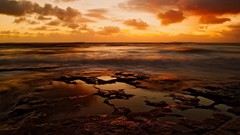 Water sky coast evening waves pools