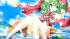 Water sky tube Anime long hair anime girls green eyes green 