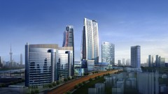 Water Skyscrapers architecture 3d buildings cities skyscapes 3D 