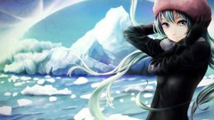 Water Stars ice hats smiling long hair green eyes hatsune miku 