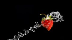 Water strawberries splashes minimalistic artwork
