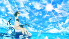 Water sun clouds Anime anime girls scenic