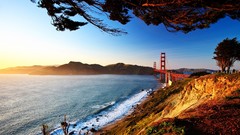 Water sun San Francisco Bridges golden gate bridge