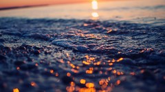 Water sun waves bokeh sea shorelines