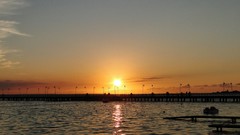 Water sunset clouds nature
