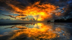 Water sunset Landscapes nature