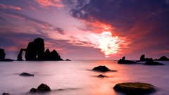 Water sunset Landscapes nature