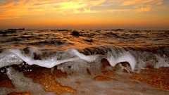 Water sunset Landscapes waves