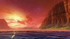 Water sunset Mountains Landscapes