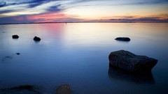 Water sunset nature rocks