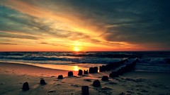 Water sunset nature sand