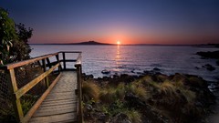 Water sunset skies Sea