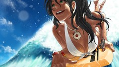 Water surfing anime girls