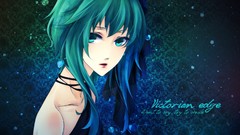 Water text Green bubbles dress lips green eyes short hair 