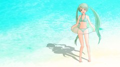 Water tube Beaches hatsune miku vocaloid bikini twintails aqua 