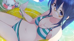 Water tube robot Anime glasses pens Beaches tattoos blue hair 