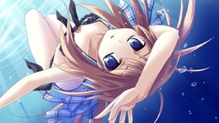 Water underwater anime girls blue eyes bikini