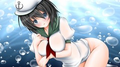 Water underwater blush anime girls blue eyes short hair touhou 