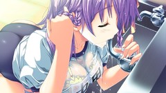 Water wet blue hair bra game cg underwear gym uniforms