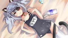 Water wet white hair red eyes anime girls infinite stratos open 