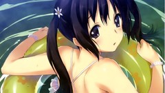 Water White Album bracelets bare shoulders black hair twintails 
