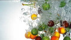 Water white background fruits