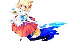 Water white food fish Anime drinks red eyes blondes anime girls 