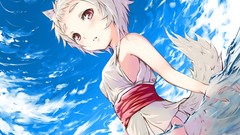 Water white hair red eyes anime girls touhou nekomimi animal 