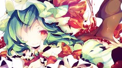 Water wings hats red eyes bows remilia scarlet green hair touhou