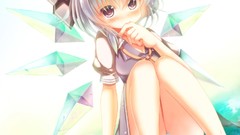 Water wings stripes blush anime girls touhou cirno panties hair 