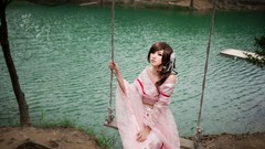 Water woman asians brunettes