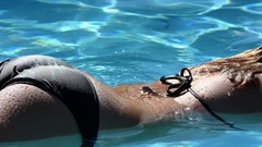 Water woman ass swimming blondes bikini black panties