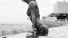 Water woman ass wet monochrome sunglasses tattoos models boobs 